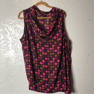 Lane Bryant women’s polka dot cowl neck sleeveless blouse size 22/24
